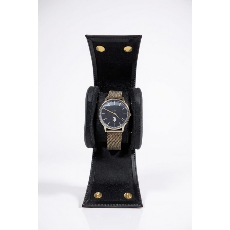 Tekli Saat Kutusu Çıtçıtlı Deri Saat Koruma Kılıfı Siyah